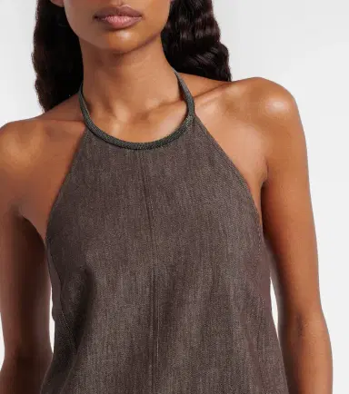 Brunello Cucinelli Halterneck open-back cotton minidress | Thumbnail 4 Brunello Cucinelli Halterneck open-back cotton minidress | Thumbnail 4