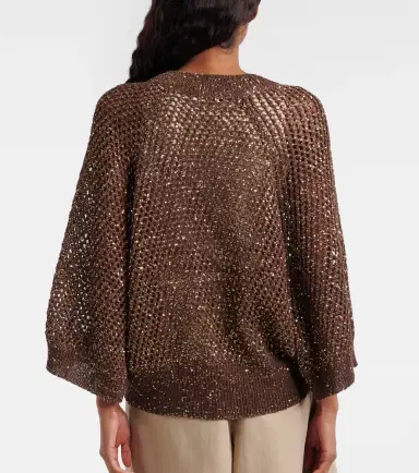 Brunello Cucinelli Open-knit sequined cardigan | Thumbnail 2 Brunello Cucinelli Open-knit sequined cardigan | Thumbnail 2