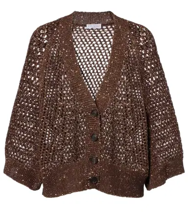 Brunello Cucinelli Open-knit sequined cardigan | Thumbnail 1 Brunello Cucinelli Open-knit sequined cardigan | Thumbnail 1