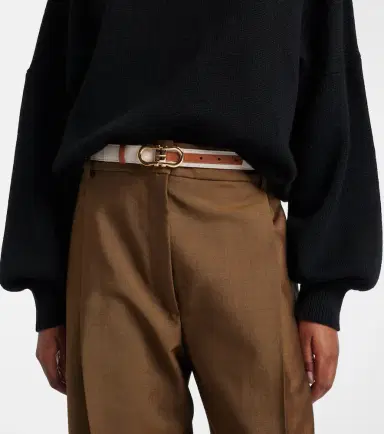 Ferragamo Gancini canvas and leather belt | Thumbnail 3 Ferragamo Gancini canvas and leather belt | Thumbnail 3