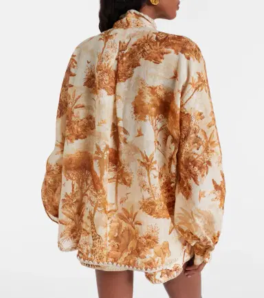 Zimmermann Indra printed tie-neck ramie blouse | Thumbnail 2 Zimmermann Indra printed tie-neck ramie blouse | Thumbnail 2
