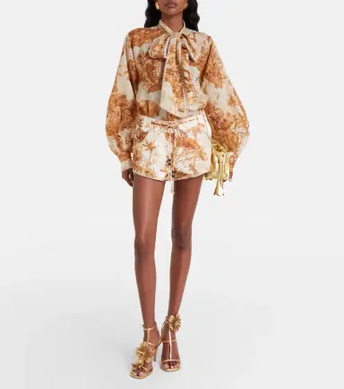 Zimmermann Indra printed tie-neck ramie blouse | Thumbnail 3 Zimmermann Indra printed tie-neck ramie blouse | Thumbnail 3