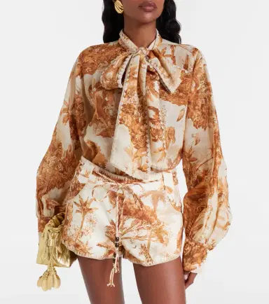 Zimmermann Indra printed tie-neck ramie blouse | Thumbnail 4 Zimmermann Indra printed tie-neck ramie blouse | Thumbnail 4