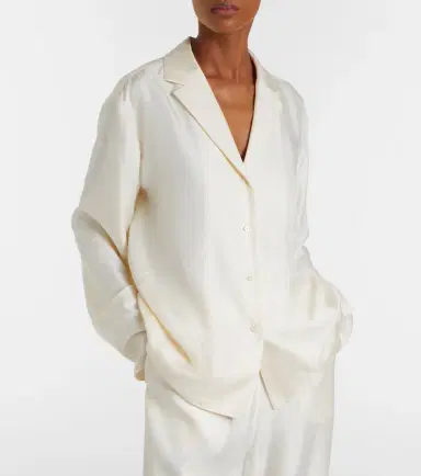 TOTEME Monogram silk satin pajama shirt | Thumbnail 3 TOTEME Monogram silk satin pajama shirt | Thumbnail 3