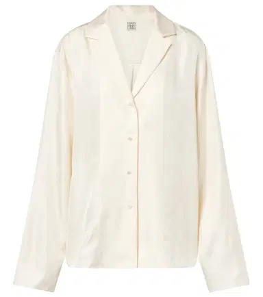 TOTEME Monogram silk satin pajama shirt | Thumbnail 1 TOTEME Monogram silk satin pajama shirt | Thumbnail 1