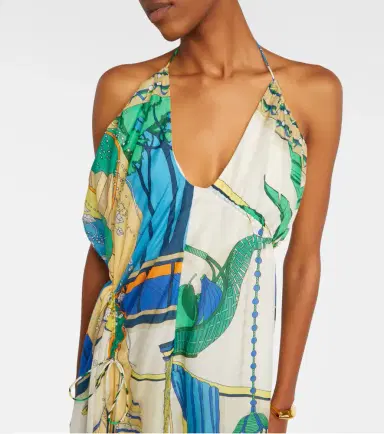 Tory Burch Printed cotton and silk midi dress | Thumbnail 3 Tory Burch Printed cotton and silk midi dress | Thumbnail 3