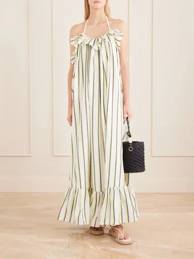 Marrakshi Life Ruffled Striped Cotton Maxi Dress | Thumbnail 2 Marrakshi Life Ruffled Striped Cotton Maxi Dress | Thumbnail 2
