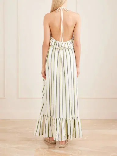 Marrakshi Life Ruffled Striped Cotton Maxi Dress | Thumbnail 3 Marrakshi Life Ruffled Striped Cotton Maxi Dress | Thumbnail 3