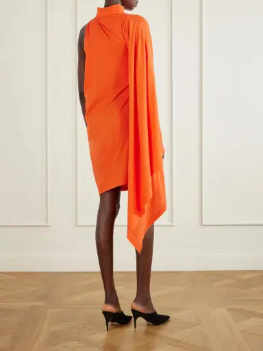 Balenciaga Draped One-sleeve Cotton-jersey Mini Dress | Thumbnail 3 Balenciaga Draped One-sleeve Cotton-jersey Mini Dress | Thumbnail 3