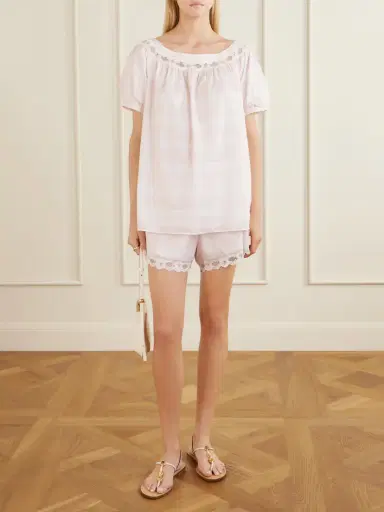 Posse Marilyn Lace-trimmed Checked Cotton Blouse | Thumbnail 2 Posse Marilyn Lace-trimmed Checked Cotton Blouse | Thumbnail 2