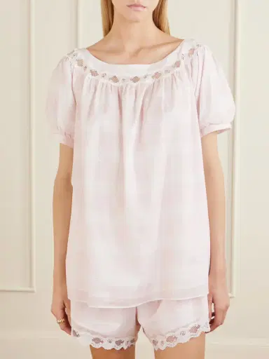 Posse Marilyn Lace-trimmed Checked Cotton Blouse | Thumbnail 3 Posse Marilyn Lace-trimmed Checked Cotton Blouse | Thumbnail 3