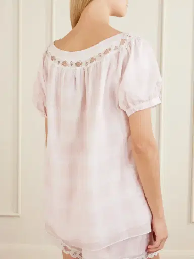 Posse Marilyn Lace-trimmed Checked Cotton Blouse | Thumbnail 4 Posse Marilyn Lace-trimmed Checked Cotton Blouse | Thumbnail 4