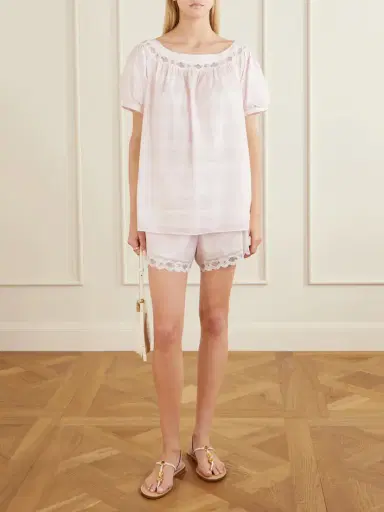Posse Marilyn Lace-trimmed Checked Cotton Shorts | Thumbnail 2 Posse Marilyn Lace-trimmed Checked Cotton Shorts | Thumbnail 2