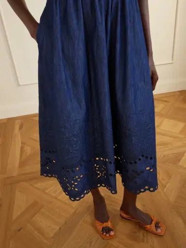 Zimmermann Mahon Broderie Anglaise Cotton-denim Midi Dress | Thumbnail 5 Zimmermann Mahon Broderie Anglaise Cotton-denim Midi Dress | Thumbnail 5
