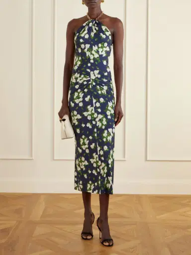Carolina Herrera Floral-print Embellished Jersey Halterneck Midi Dress | Thumbnail 2 Carolina Herrera Floral-print Embellished Jersey Halterneck Midi Dress | Thumbnail 2