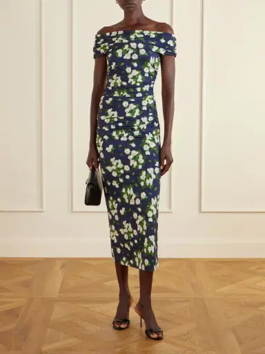 Carolina Herrera Floral-print Gathered Jersey Midi Dress | Thumbnail 2 Carolina Herrera Floral-print Gathered Jersey Midi Dress | Thumbnail 2