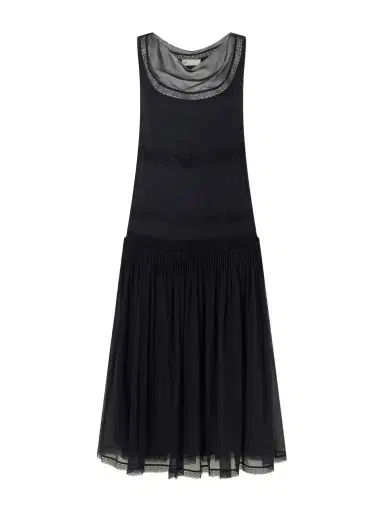 Tory Burch Pleated Lace-trimmed Silk-georgette Midi Dress | Thumbnail 1 Tory Burch Pleated Lace-trimmed Silk-georgette Midi Dress | Thumbnail 1
