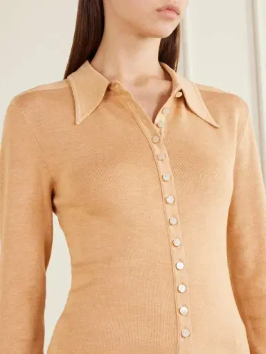 Tory Burch Silk-blend Polo Shirt | Thumbnail 5 Tory Burch Silk-blend Polo Shirt | Thumbnail 5