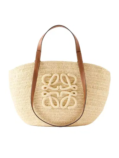 Loewe + Paula's Ibiza Eclipse Basket Medium Leather-trimmed Raffia Tote | Thumbnail 1 Loewe + Paula's Ibiza Eclipse Basket Medium Leather-trimmed Raffia Tote | Thumbnail 1