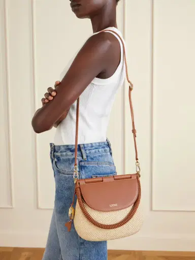 Loewe + Paula's Ibiza Pescador Medium Embellished Leather-trimmed Raffia Shoulder Bag | Thumbnail 2 Loewe + Paula's Ibiza Pescador Medium Embellished Leather-trimmed Raffia Shoulder Bag | Thumbnail 2