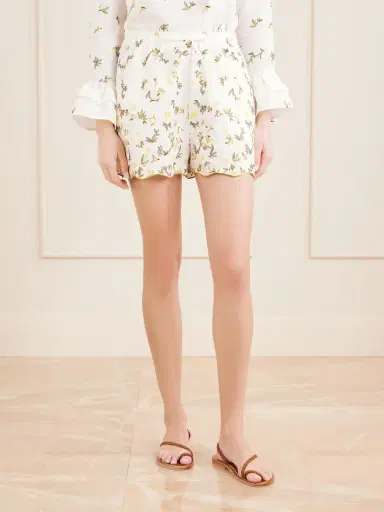 Cristiano Marcheli Elena Floral-embroidered Linen Drawstring Shorts | Thumbnail 3 Cristiano Marcheli Elena Floral-embroidered Linen Drawstring Shorts | Thumbnail 3