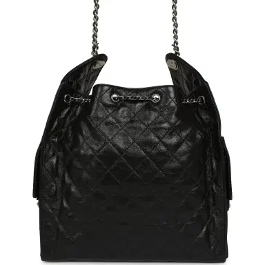 Chanel Chanel Medium 25 Hobo Bag Black Shiny Crumpled Calfskin Mixed Silver Hardware | Thumbnail 4 Chanel Chanel Medium 25 Hobo Bag Black Shiny Crumpled Calfskin Mixed Silver Hardware | Thumbnail 4