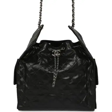 Chanel Chanel Medium 25 Hobo Bag Black Shiny Crumpled Calfskin Mixed Silver Hardware | Thumbnail 1 Chanel Chanel Medium 25 Hobo Bag Black Shiny Crumpled Calfskin Mixed Silver Hardware | Thumbnail 1