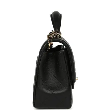Chanel Chanel Mini Rectangular Top Handle Flap Bag Black Lambskin Light Gold Hardware | Thumbnail 3 Chanel Chanel Mini Rectangular Top Handle Flap Bag Black Lambskin Light Gold Hardware | Thumbnail 3
