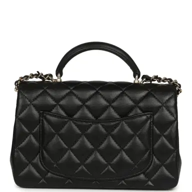 Chanel Chanel Mini Rectangular Top Handle Flap Bag Black Lambskin Light Gold Hardware | Thumbnail 4 Chanel Chanel Mini Rectangular Top Handle Flap Bag Black Lambskin Light Gold Hardware | Thumbnail 4