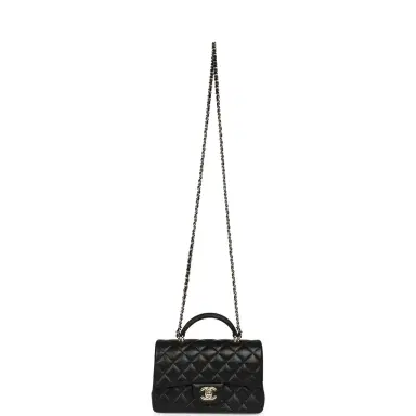 Chanel Chanel Mini Rectangular Top Handle Flap Bag Black Lambskin Light Gold Hardware | Thumbnail 7 Chanel Chanel Mini Rectangular Top Handle Flap Bag Black Lambskin Light Gold Hardware | Thumbnail 7