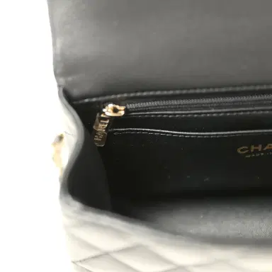 Chanel Chanel Mini Rectangular Top Handle Flap Bag Black Lambskin Light Gold Hardware | Thumbnail 10 Chanel Chanel Mini Rectangular Top Handle Flap Bag Black Lambskin Light Gold Hardware | Thumbnail 10