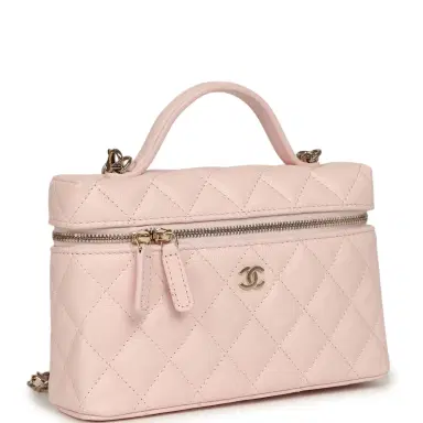 Chanel Chanel Top Handle Long Vanity Case with Chain Light Pink Shiny Caviar Light Gold Hardware | Thumbnail 2 Chanel Chanel Top Handle Long Vanity Case with Chain Light Pink Shiny Caviar Light Gold Hardware | Thumbnail 2