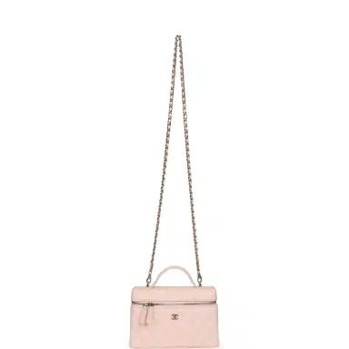Chanel Chanel Top Handle Long Vanity Case with Chain Light Pink Shiny Caviar Light Gold Hardware | Thumbnail 7 Chanel Chanel Top Handle Long Vanity Case with Chain Light Pink Shiny Caviar Light Gold Hardware | Thumbnail 7
