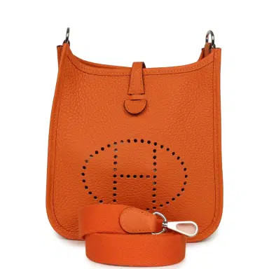 HERMÈS Hermes Evelyne TPM Orange Clemence Palladium Hardware | Thumbnail 1 HERMÈS Hermes Evelyne TPM Orange Clemence Palladium Hardware | Thumbnail 1
