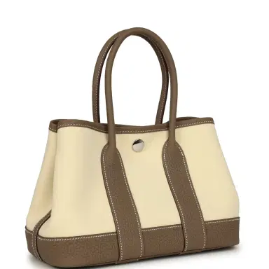 HERMÈS Hermes Garden Party Neo 23 Vanille Toile Officier Canvas and Etoupe Negonda Palladium Hardware | Thumbnail 2 HERMÈS Hermes Garden Party Neo 23 Vanille Toile Officier Canvas and Etoupe Negonda Palladium Hardware | Thumbnail 2