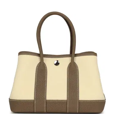 HERMÈS Hermes Garden Party Neo 23 Vanille Toile Officier Canvas and Etoupe Negonda Palladium Hardware | Thumbnail 4 HERMÈS Hermes Garden Party Neo 23 Vanille Toile Officier Canvas and Etoupe Negonda Palladium Hardware | Thumbnail 4