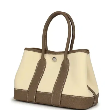 HERMÈS Hermes Garden Party Neo 23 Vanille Toile Officier Canvas and Etoupe Negonda Palladium Hardware | Thumbnail 5 HERMÈS Hermes Garden Party Neo 23 Vanille Toile Officier Canvas and Etoupe Negonda Palladium Hardware | Thumbnail 5