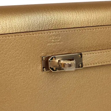 HERMÈS Hermes Kelly Wallet To Go Dore Chevre Chamkilight Permabrass Hardware | Thumbnail 7 HERMÈS Hermes Kelly Wallet To Go Dore Chevre Chamkilight Permabrass Hardware | Thumbnail 7