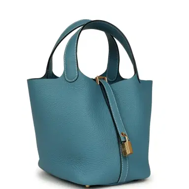 HERMÈS Hermes Picotin Lock 18 Blue Jean Clemence Gold Hardware | Thumbnail 2 HERMÈS Hermes Picotin Lock 18 Blue Jean Clemence Gold Hardware | Thumbnail 2