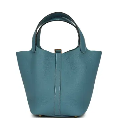 HERMÈS Hermes Picotin Lock 18 Blue Jean Clemence Gold Hardware | Thumbnail 4 HERMÈS Hermes Picotin Lock 18 Blue Jean Clemence Gold Hardware | Thumbnail 4