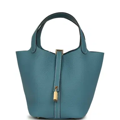 HERMÈS Hermes Picotin Lock 18 Blue Jean Clemence Gold Hardware | Thumbnail 1 HERMÈS Hermes Picotin Lock 18 Blue Jean Clemence Gold Hardware | Thumbnail 1