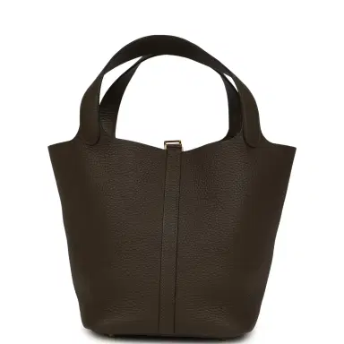 HERMÈS Hermes Picotin Lock 22 Vert Loden Clemence Gold Hardware | Thumbnail 4 HERMÈS Hermes Picotin Lock 22 Vert Loden Clemence Gold Hardware | Thumbnail 4