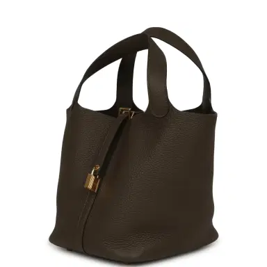 HERMÈS Hermes Picotin Lock 22 Vert Loden Clemence Gold Hardware | Thumbnail 5 HERMÈS Hermes Picotin Lock 22 Vert Loden Clemence Gold Hardware | Thumbnail 5