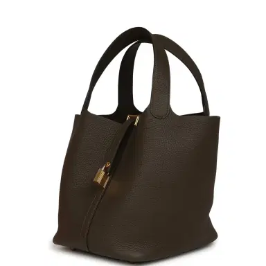HERMÈS Hermes Picotin Lock 22 Vert Loden Clemence Gold Hardware | Thumbnail 5 HERMÈS Hermes Picotin Lock 22 Vert Loden Clemence Gold Hardware | Thumbnail 5