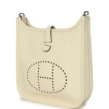 HERMÈS Pre-owned Hermes Evelyne 23 Cream Clemence Palladium Hardware | Thumbnail 5 HERMÈS Pre-owned Hermes Evelyne 23 Cream Clemence Palladium Hardware | Thumbnail 5