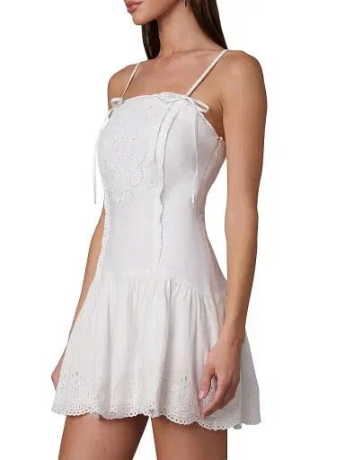 Joe's Jeans Women's x WeWoreWhat Destynee Eyelet Drop-Waist Minidress - White | Thumbnail 4 Joe's Jeans Women's x WeWoreWhat Destynee Eyelet Drop-Waist Minidress - White | Thumbnail 4