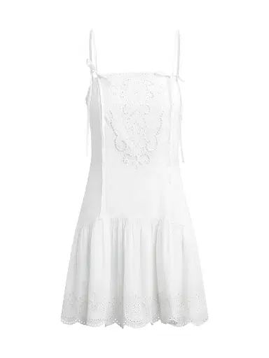 Joe's Jeans Women's x WeWoreWhat Destynee Eyelet Drop-Waist Minidress - White | Thumbnail 1 Joe's Jeans Women's x WeWoreWhat Destynee Eyelet Drop-Waist Minidress - White | Thumbnail 1