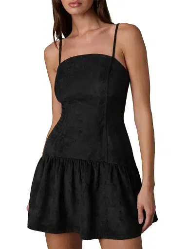Joe's Jeans Women's X WeWoreWhat The Destynee Faux-Suede Minidress - Black | Thumbnail 4 Joe's Jeans Women's X WeWoreWhat The Destynee Faux-Suede Minidress - Black | Thumbnail 4