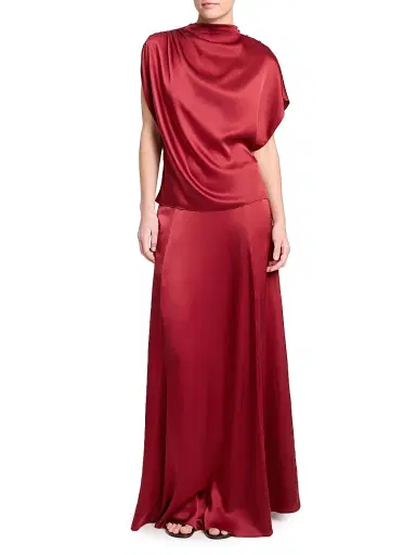 TWP Women's Wish You Would Draped Silk-Blend Top - Currant - Size Large | Thumbnail 2 TWP Women's Wish You Would Draped Silk-Blend Top - Currant - Size Large | Thumbnail 2