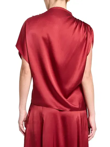 TWP Women's Wish You Would Draped Silk-Blend Top - Currant - Size Large | Thumbnail 5 TWP Women's Wish You Would Draped Silk-Blend Top - Currant - Size Large | Thumbnail 5